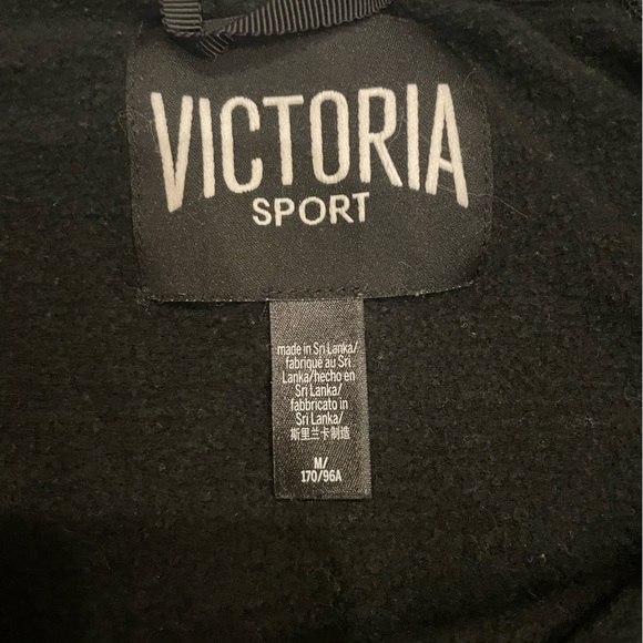 Victoria Sport Tops Victoria Sport Black Faux Leather Sleeve Crewneck Sweatshirt - Picture 2 of 4